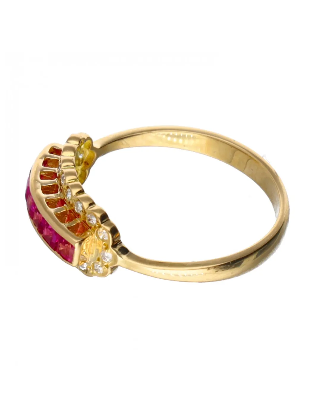 18 quilates Oro, Oro amarillo - Anillo - 0.01 ct Diamante - granates