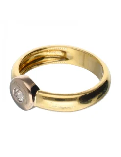 18 quilates Oro, Oro amarillo, Oro blanco - Anillo Diamante