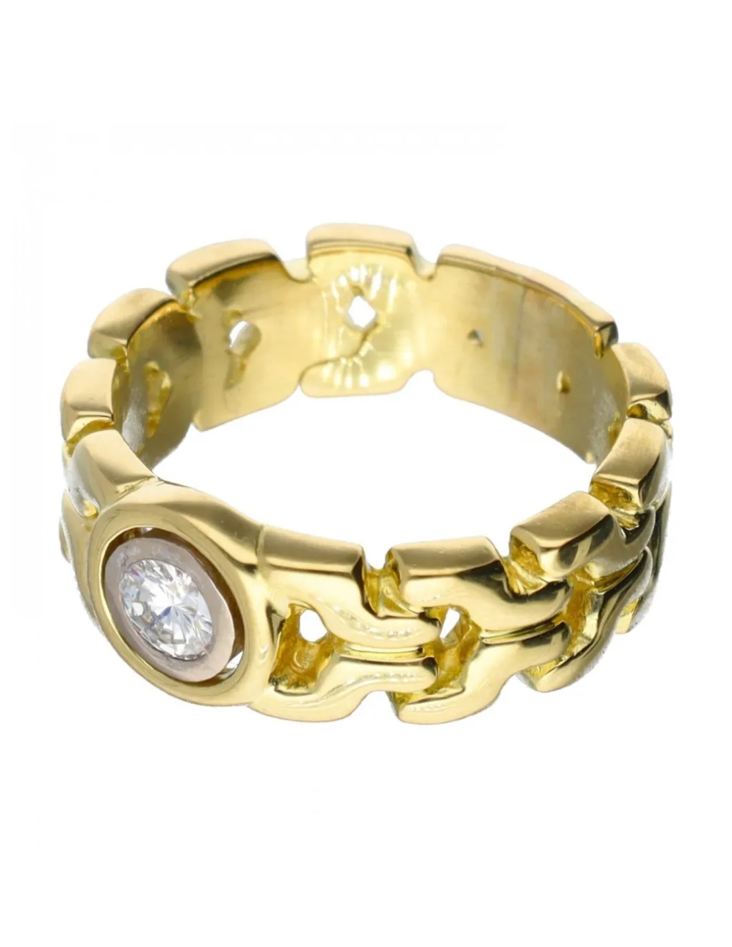 18 quilates Oro, Oro amarillo - Anillo - 0.16 ct Diamante