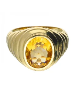 18 quilates Oro, Oro amarillo - Anillo Cuarzo