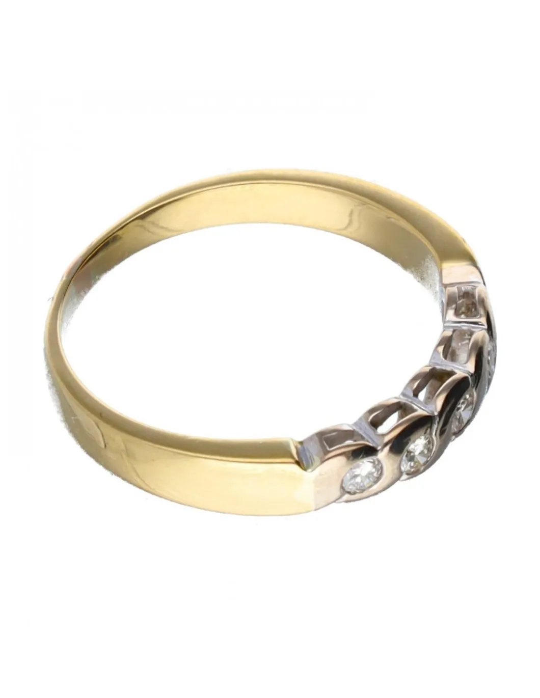 18 quilates Oro, Oro amarillo, Oro blanco - Anillo - 0.02 ct Diamantes
