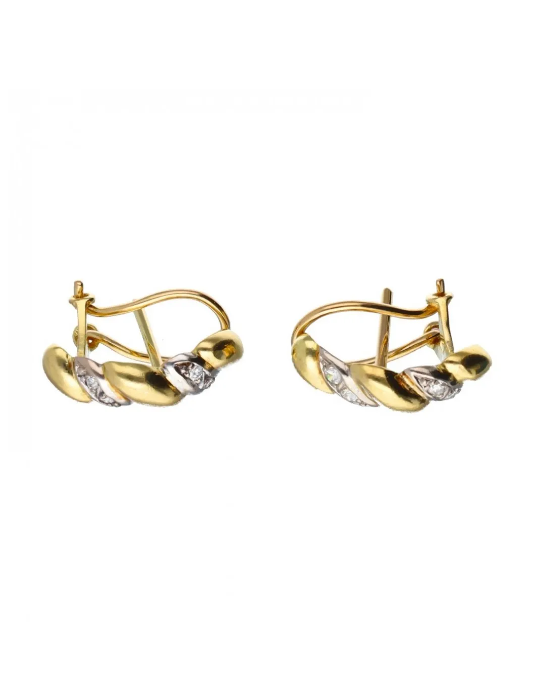 18 quilates Oro, Oro amarillo, Oro blanco - Pendientes - 0.01 ct Diamante