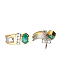 18 quilates Oro, Oro amarillo, Oro blanco - Pendientes - 1.06 ct Esmeralda - Diamantes