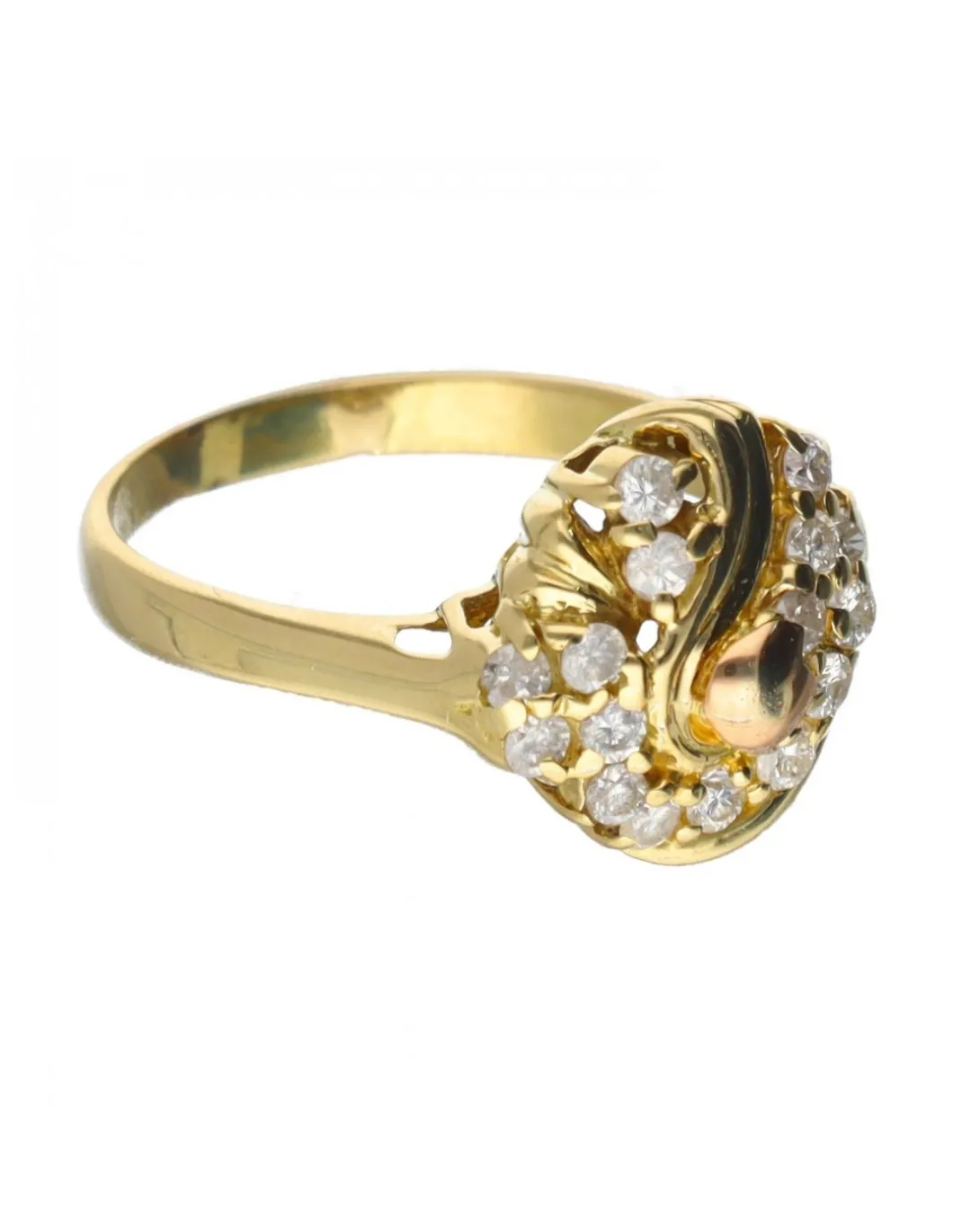 18 quilates Oro, Oro amarillo, Oro rosa - Anillo - 0.01 ct Diamante