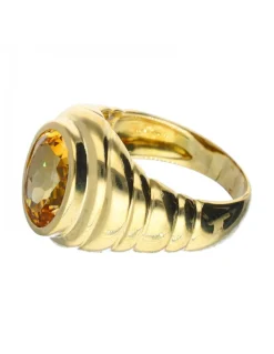 18 quilates Oro, Oro amarillo - Anillo Cuarzo