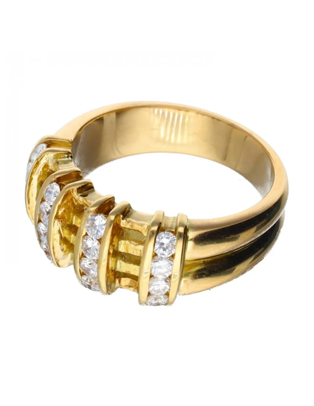 18 quilates Oro, Oro amarillo - Anillo - 0.02 ct Diamante