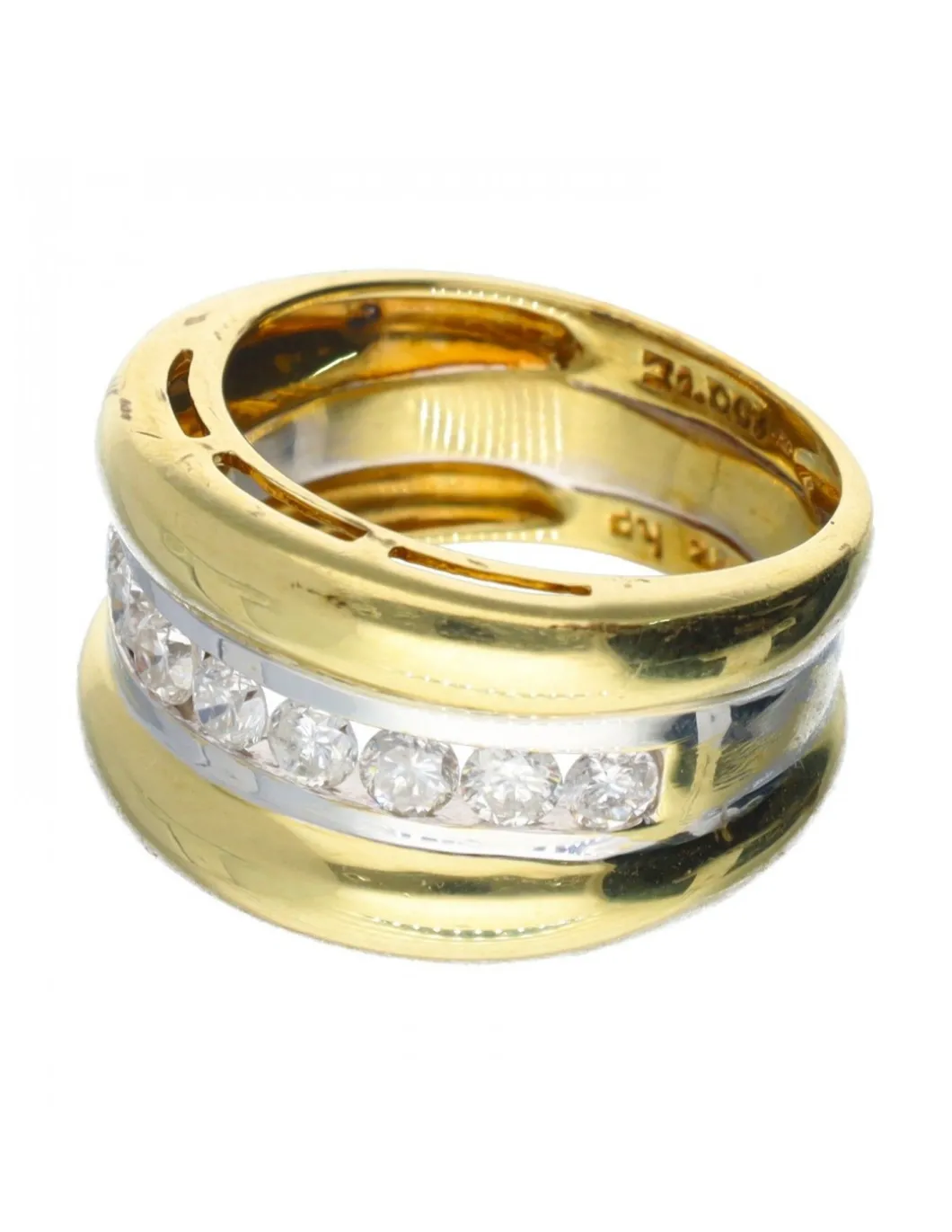 18 quilates Oro, Oro amarillo, Oro blanco - Anillo - 0.11 ct Diamante