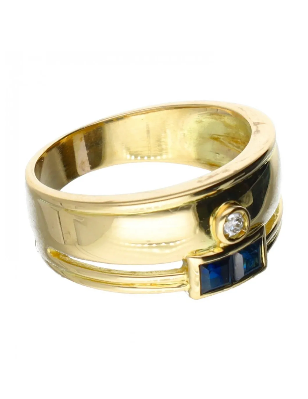 18 quilates Oro, Oro amarillo - Anillo - 0.03 ct Diamante - Zafiros