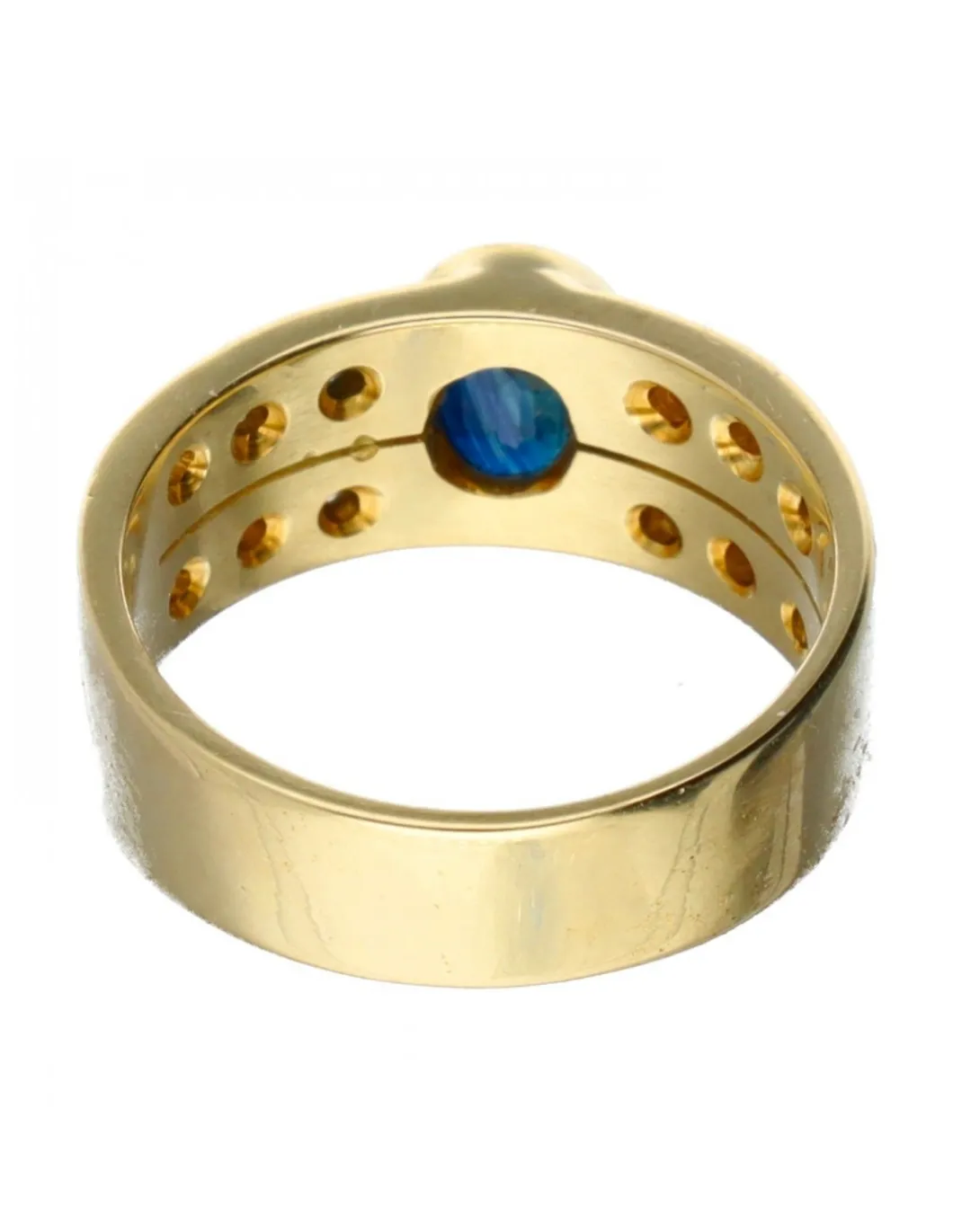 18 quilates Oro, Oro amarillo - Anillo - 1.62 ct Zafiro - Diamantes