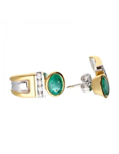 18 quilates Oro, Oro amarillo, Oro blanco - Pendientes - 1.06 ct Esmeralda - Diamantes