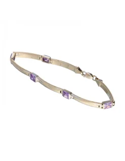 18 quilates Oro, Oro amarillo - Pulsera tobillera Amatista