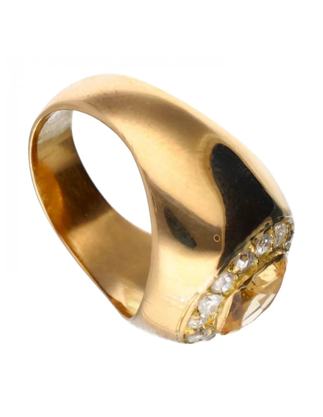 18 quilates Oro, Oro amarillo - Anillo - 0.98 ct Topacio - Diamantes