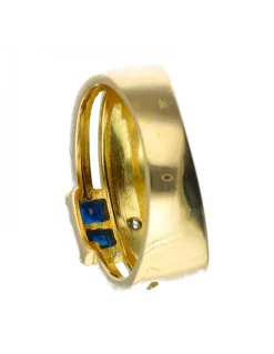 18 quilates Oro, Oro amarillo - Anillo - 0.03 ct Diamante - Zafiros
