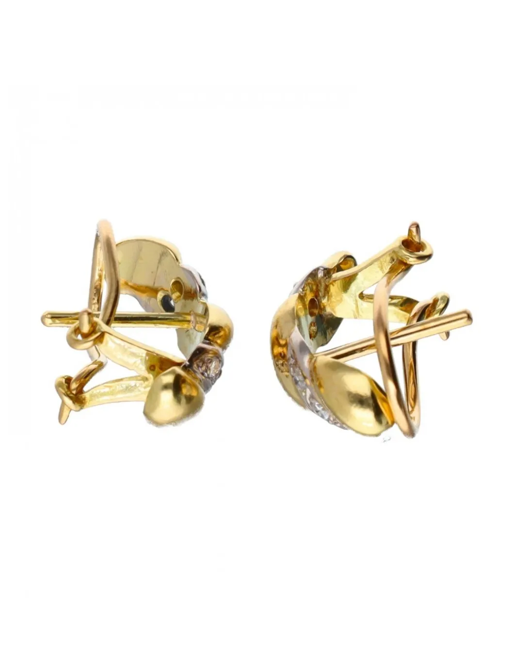 18 quilates Oro, Oro amarillo, Oro blanco - Pendientes - 0.01 ct Diamante