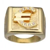 Sello de Oro amarillo con diseño cuadrado, signo de Euro y Circonitas