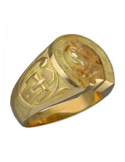 Sello de Oro amarillo con diseño de cabeza de Caballo y Herradura