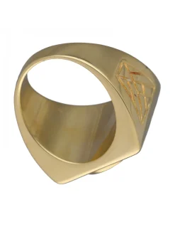 Sello de Oro amarillo con diseño cuadrado, signo de Euro y Circonitas