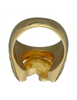 Sello de Oro amarillo con diseño de cabeza de Caballo, Herradura, Circonita y Rubies