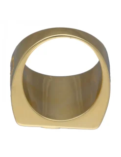 Sello de Oro amarillo con diseño cuadrado, signo de Euro y Circonitas