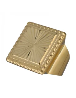 Sello de Oro amarillo con diseño cuadrado y repujado radial