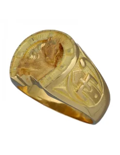 Sello de Oro amarillo con diseño de cabeza de Caballo y Herradura