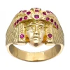 Sello de Oro amarillo 18K con diseño de Esfinge y Piedras Sintéticas