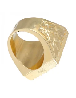 Sello de Oro amarillo 18K con diseño cuadrado, Signo de Dólar y Circonitas