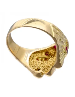 Sello de Oro amarillo 18K con diseño de Esfinge y Piedras Sintéticas