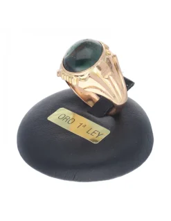 Sello de oro rosado 18K con diseño y piedra sintética