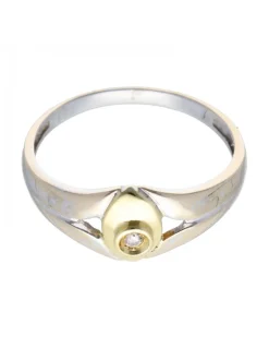 Solitario con brillante oro blanco y amarillo 18kl